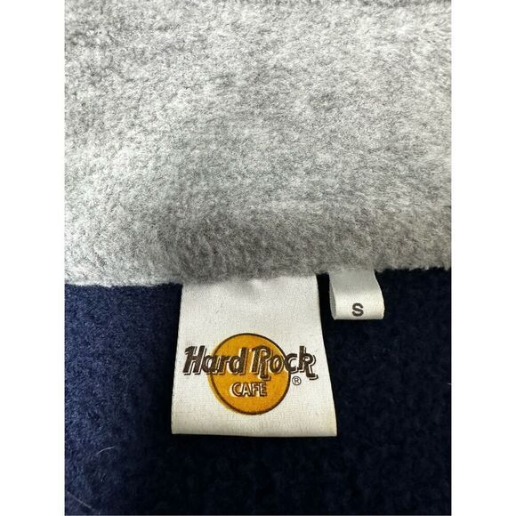 Hard Rock Cafe Cape Town Fleece Embroidered Pullover Size S 1/3 Zip Blue Green - Picture 4 of 10